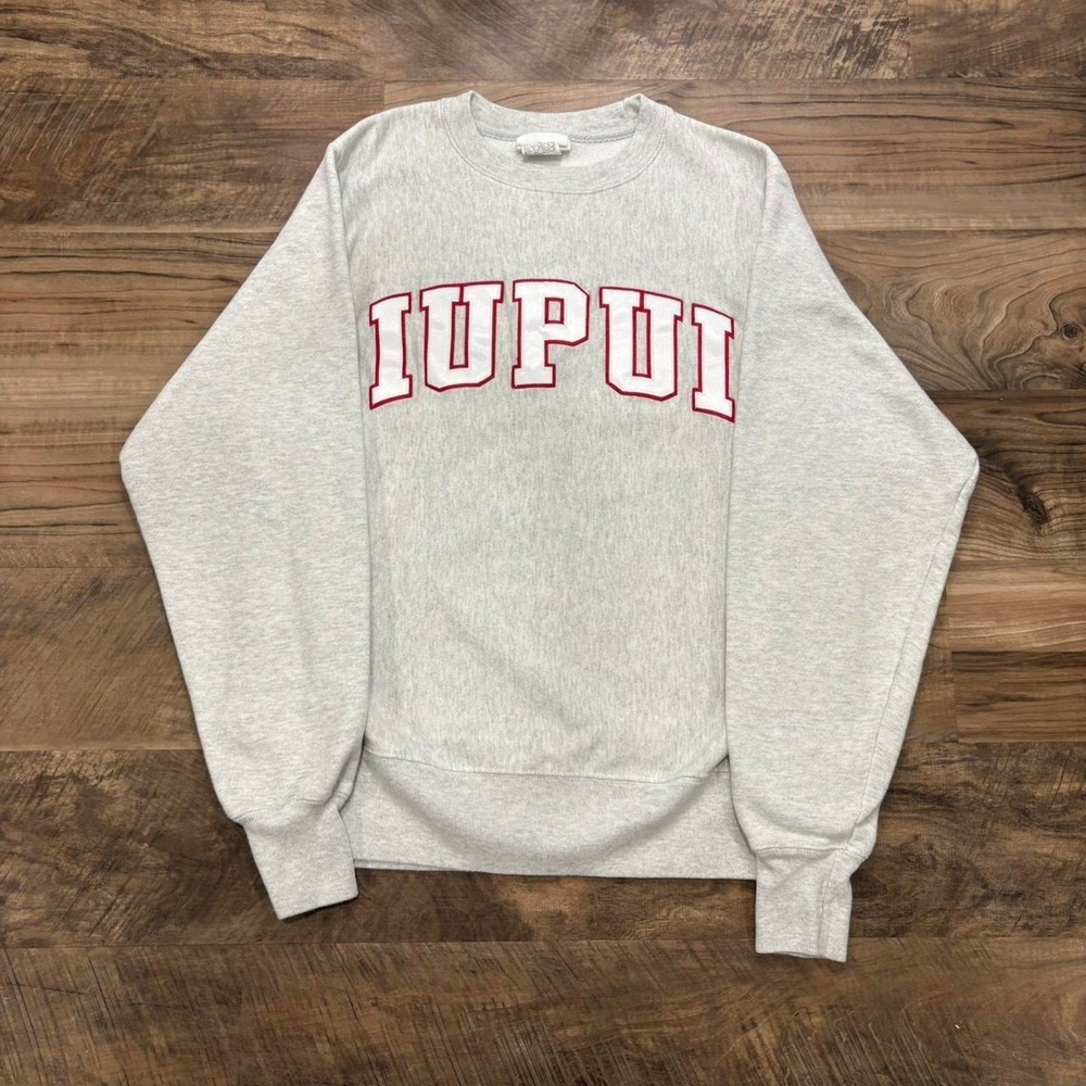 Vintage Y2K Champion Reverse Weave IUPUI Gray Crewneck Sweatshirt 90s Small